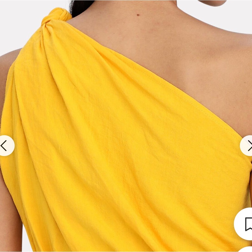 FARM Rio One-Shoulder Yellow Crop Top - Picture 2 of 6